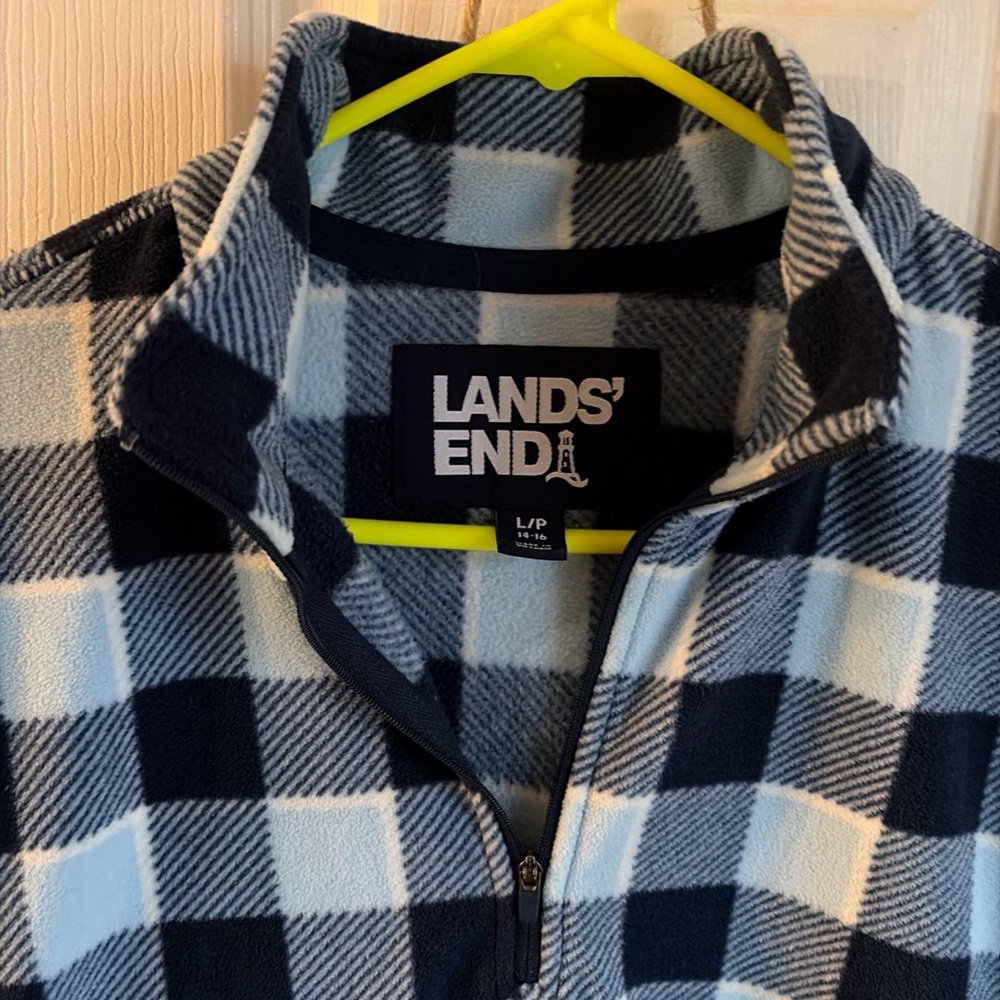 Lands' End Blue and White Plaid Jacket